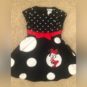 Disney Parks Minnie Mouse Black & White Polka Dot Dress Girls S Small 5/6